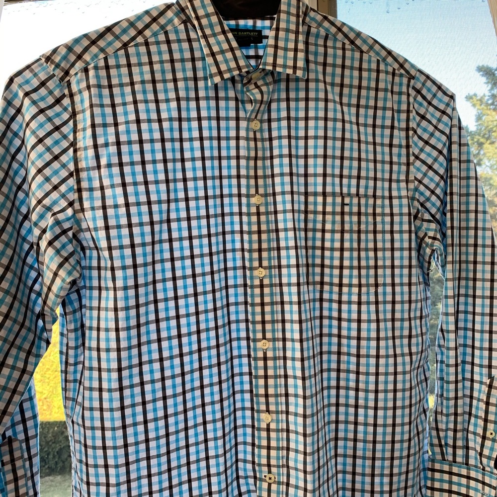 John Bartlett Consensus Large Checkered Shirt Blue - image 4